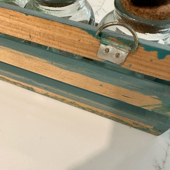 Spice Rack Kitchen  Wooden Wall with Glass Jars Mushroom Veggies EUC - Picture 9 of 10